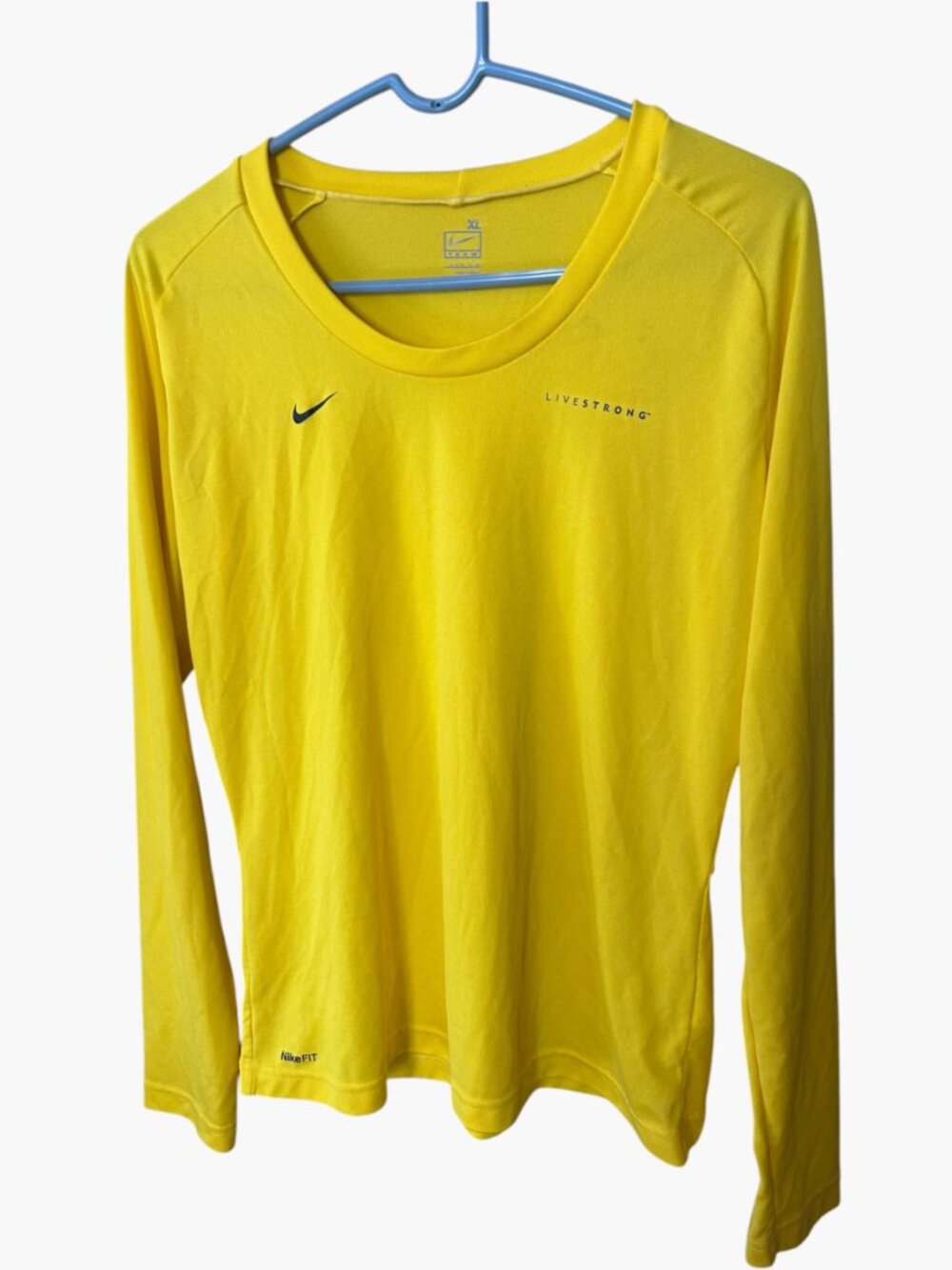 Nike Livestrong Women’s XL Yellow Long Sleeve Athletic Shirt Nike Fit Dry Y2K - Picture 4 of 6